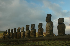 The Ahu Tongariki Moai, facing away from the Pacific, Easter Island (Rapa Nui), Chile © M. C. Tobias