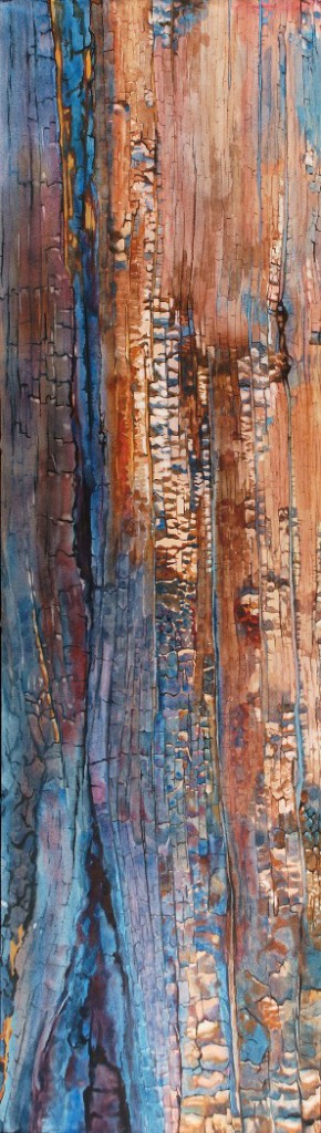 Suze Woolf The Landscape of Fire (Kootenay National Park, British Columbia, Canada) 2012, Watercolor on Paper, 57x20 © Suze Woolf, Currently on display in Environmental Impact