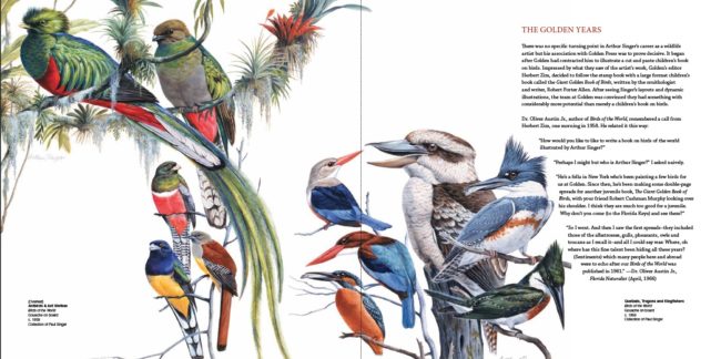  Arthur Singer, Birds of the World, Gouache on board, c. 1959, Collection of Paul Singer (Left) Antbirds & Ant Shrikes; (Right) Quetzals, Trogons and Kingfishers