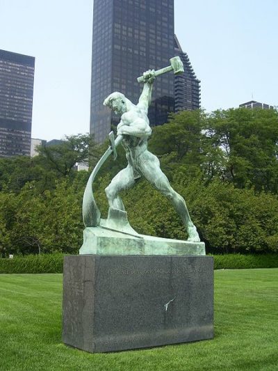 Statue in front of New York UN