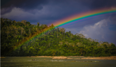 Rainbow over the Tapajós River in the Amazon