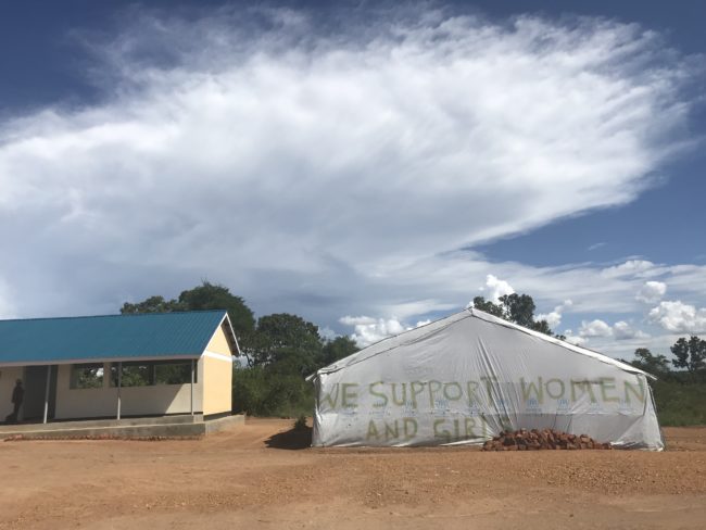 The women's center at Bidibidi refugee settlement, where women and girls come together to support each other and access treatment for trauma resulting from gender-based violence.| Photo credit Holly Dranginis/The Sentry