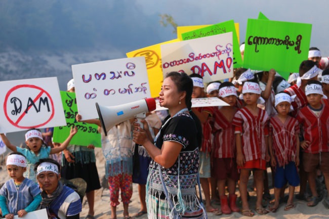 Karen organizer speaking out to keep the Salween River free flowing, International Day of Action for Rivers by Wichai Juntavaro