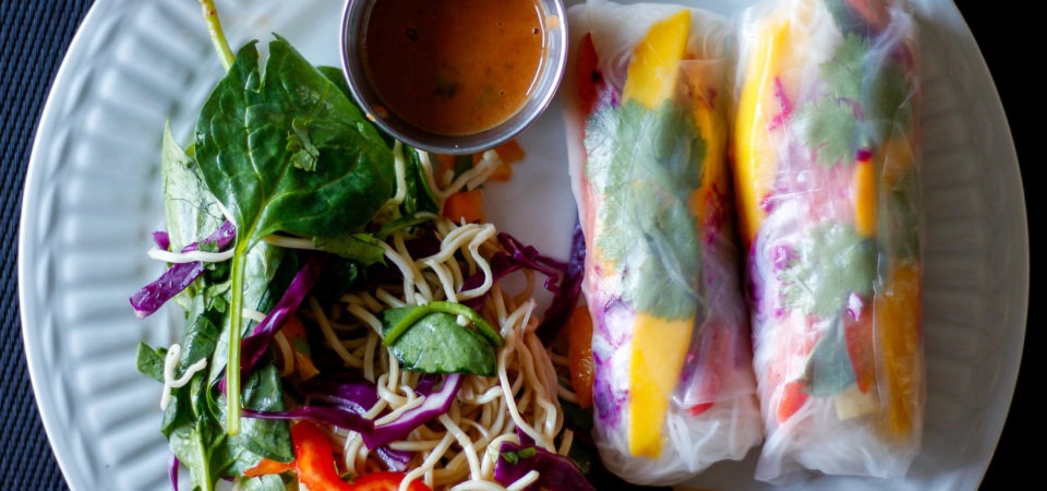 Vegetarian Spring Roll with salad on the side